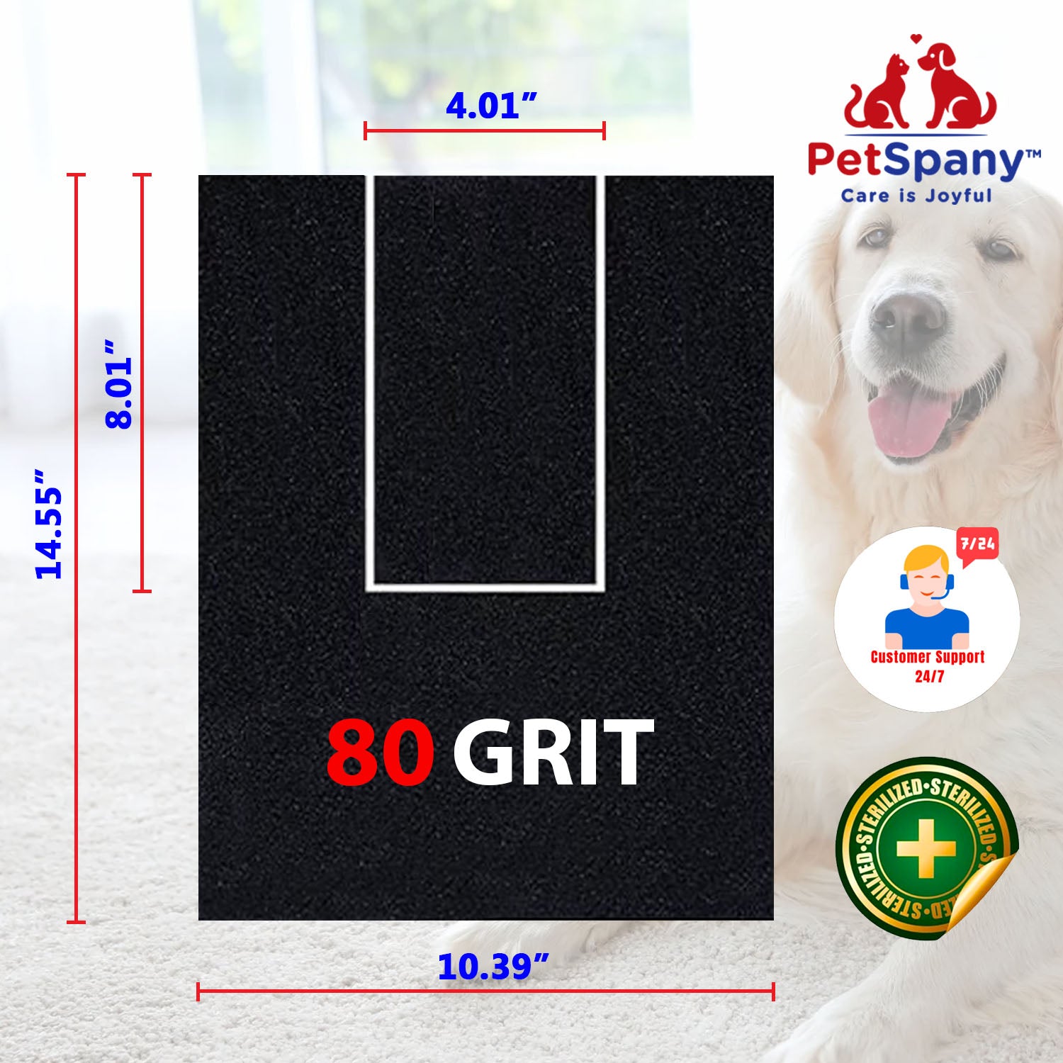 PetSpany™  4 PCS Premier Self-Adhesive Replacement Sandpaper - 80 Grit
