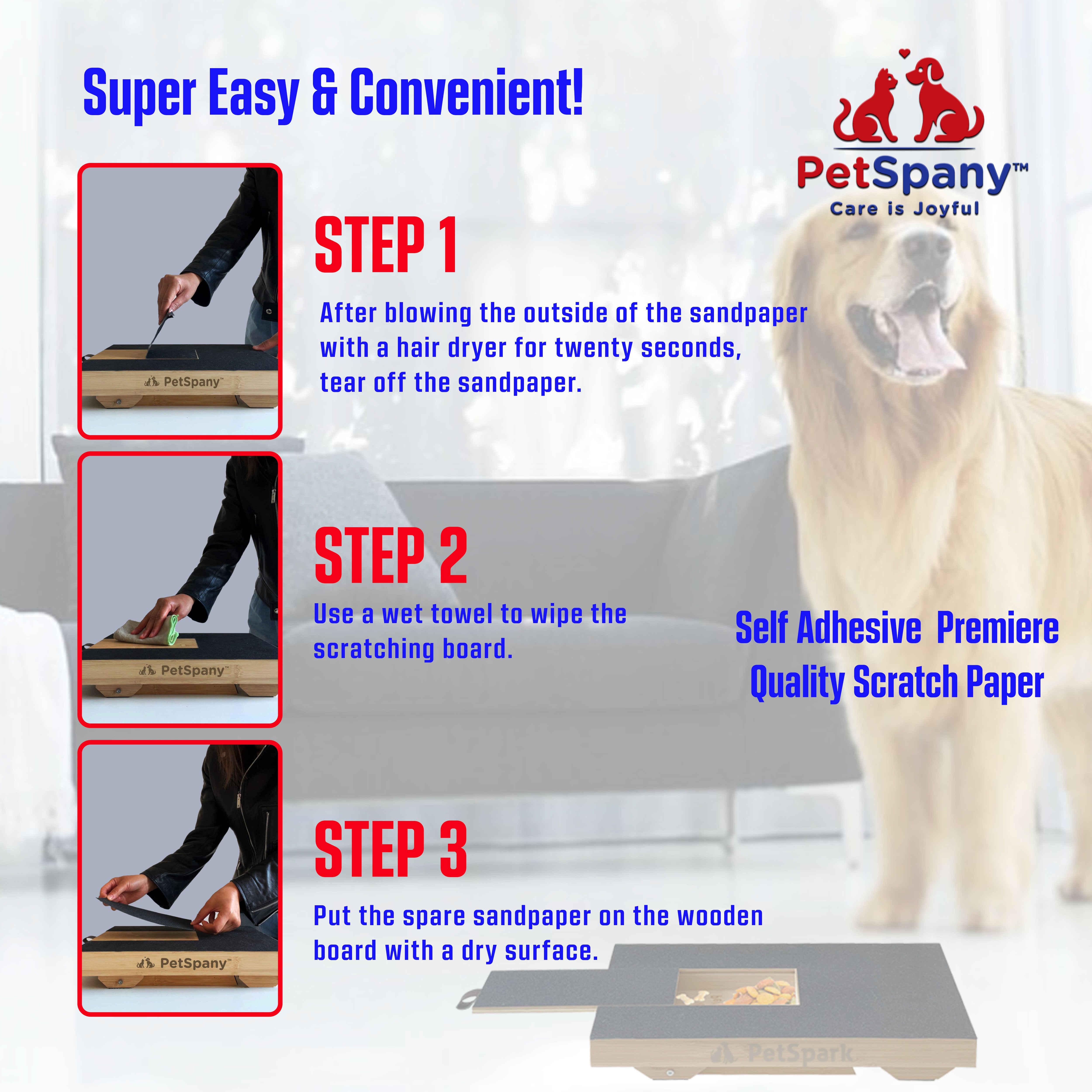 PetSpany™  4 PCS Premier Self-Adhesive Replacement Sandpaper - 80 Grit