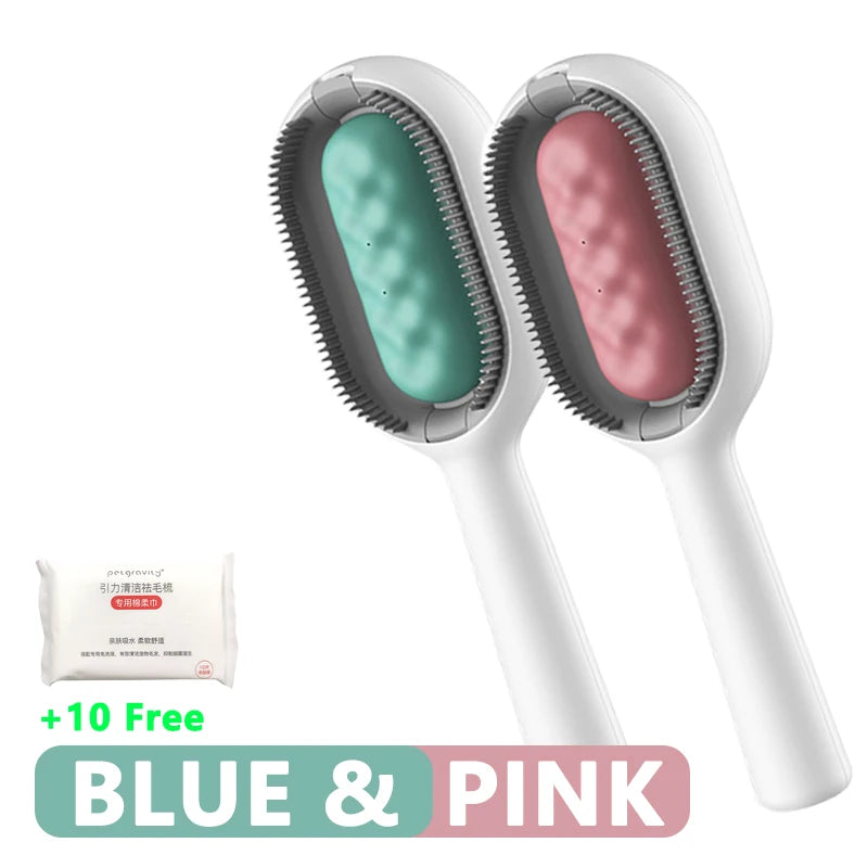 3-in-1 Cat Brush Long Hair Remover Brush for Dog Cat Silicone Pet Grooming Comb with Wipe and Water Tank Pet Product Accessories