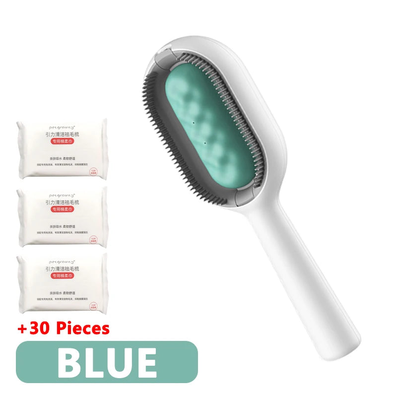 3-in-1 Cat Brush Long Hair Remover Brush for Dog Cat Silicone Pet Grooming Comb with Wipe and Water Tank Pet Product Accessories