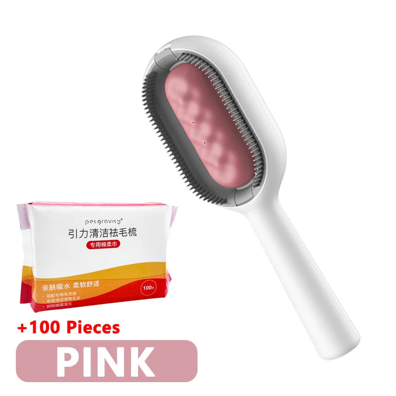 3-in-1 Cat Brush Long Hair Remover Brush for Dog Cat Silicone Pet Grooming Comb with Wipe and Water Tank Pet Product Accessories