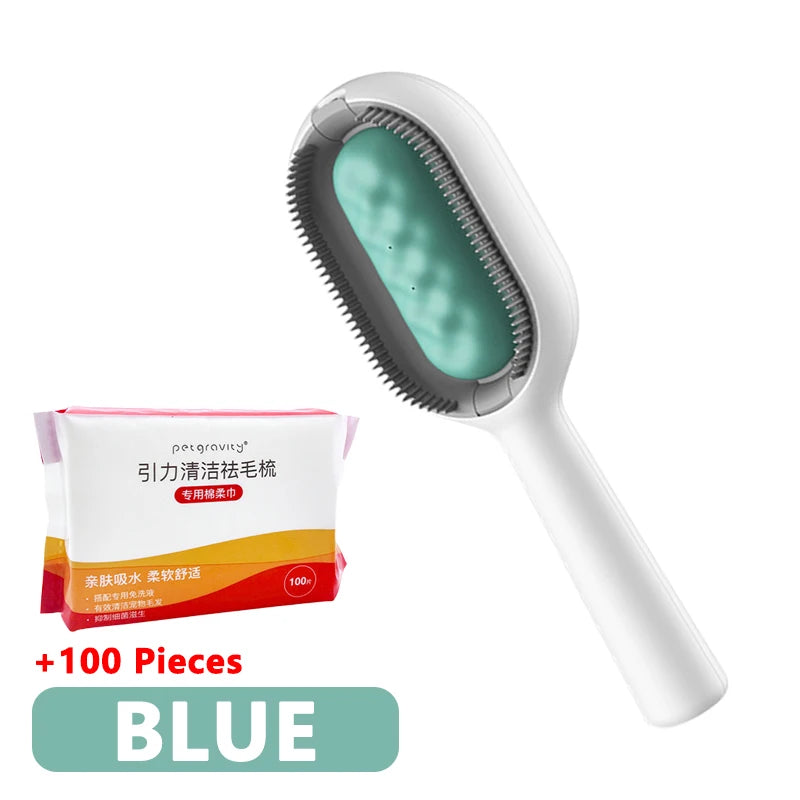3-in-1 Cat Brush Long Hair Remover Brush for Dog Cat Silicone Pet Grooming Comb with Wipe and Water Tank Pet Product Accessories